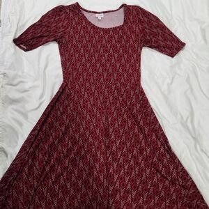 LuLaRoe Nicole Burgundy Geometric Dress